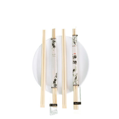 Stocked Chinese Disposable Bamboo Chopsticks Customized Logo Acceptable Sushi Chopstick 100 Pairs