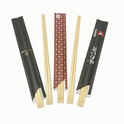 Chinese Manufacture Wholesale Disposable Bamboo Tensoge Chopsticks with Semi Sleeve Packed